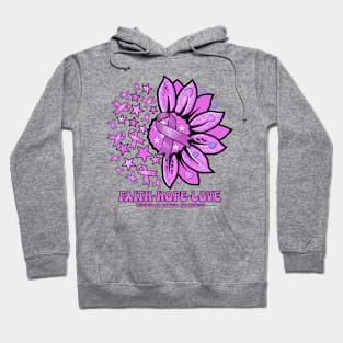 Testicular Cancer Awareness - Faith love hope sunflower ribbon Hoodie